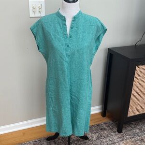 Eileen Fisher Aqua Linen Dress, Sz S